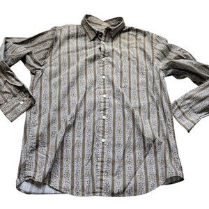 Tasso Elba Shirt Mens Medium Beige Paisley Long Sleeve Button Up
